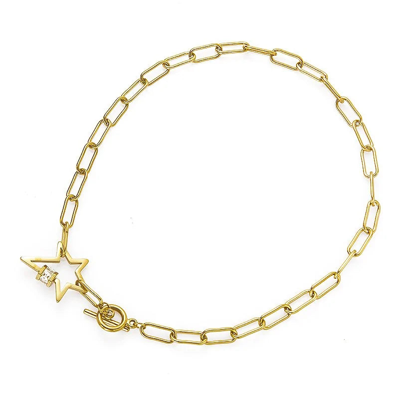 Stainless Steel Gold Toggle Star Necklace