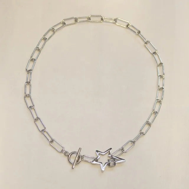 Stainless Steel Gold Toggle Star Necklace