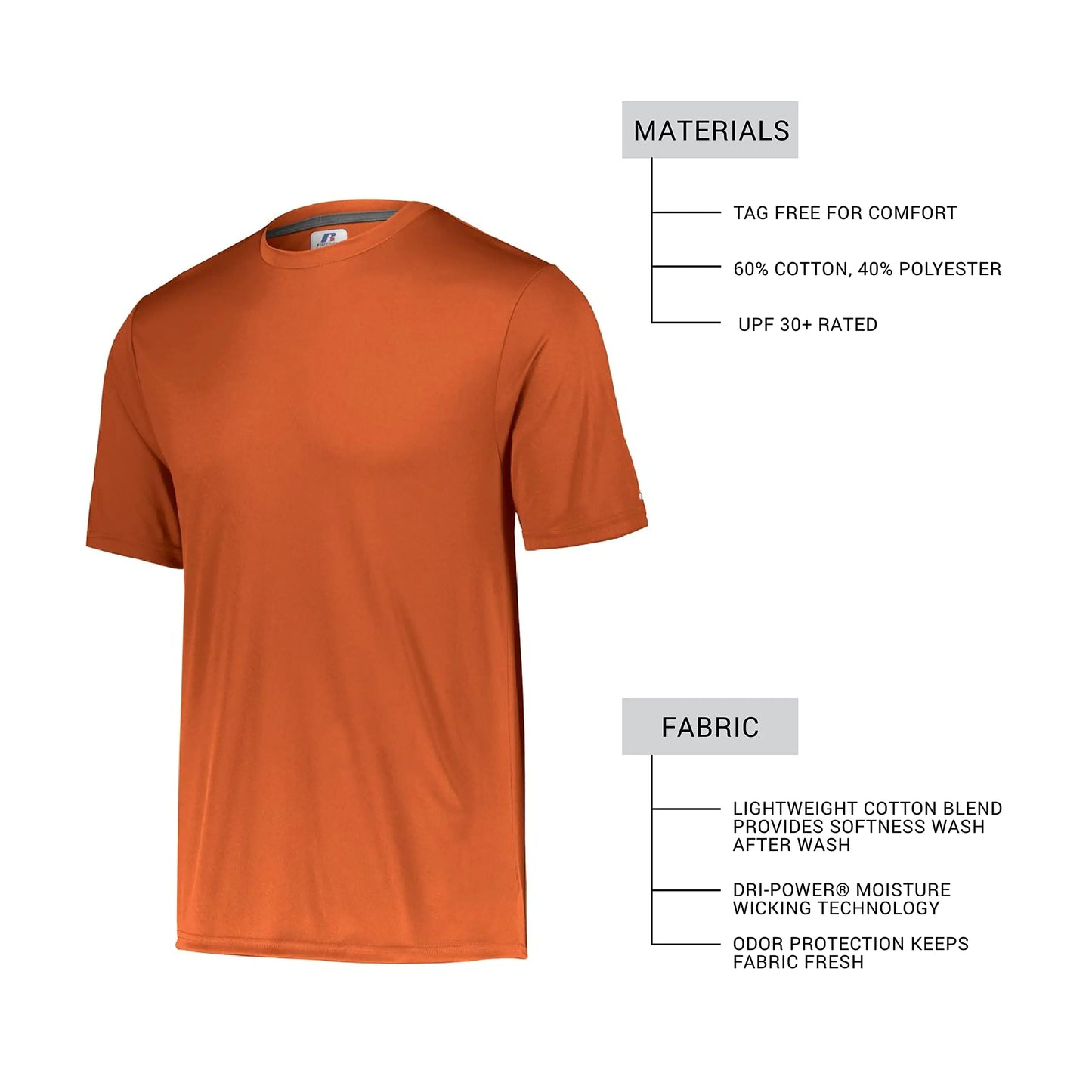 Russell Athletic Men's Short Sleeve Performance T-Shirt 4X-Large Burnt Orange