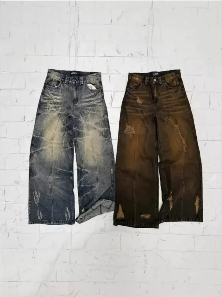 American High Street Straight-Leg Yellow Dyed Jeans