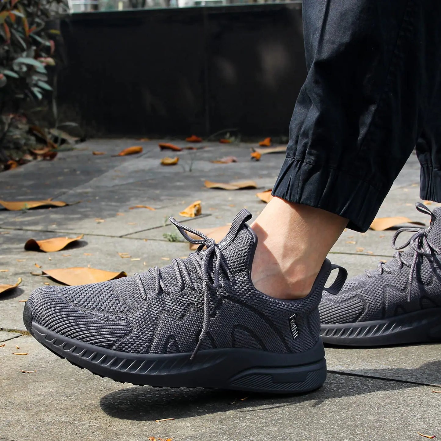 Feethit Mens Non Slip Walking Sneakers Lightweight Breathable Slip on Running Shoes Athletic Gym Tennis Shoes for Men 12 Dark Gray