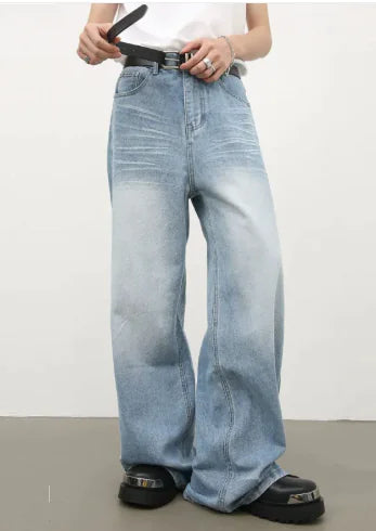 Men's American-Style Washed Straight Jeans