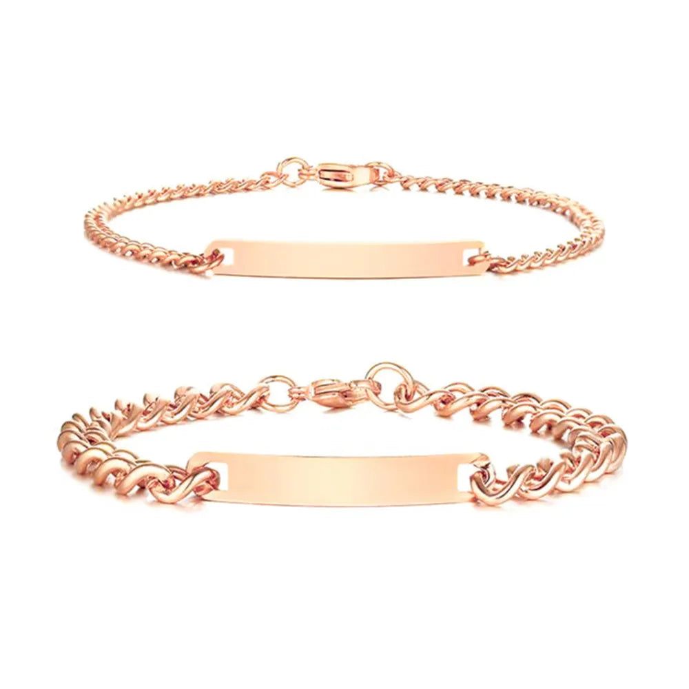 Stainless Steel Couple Cuban Bracelet