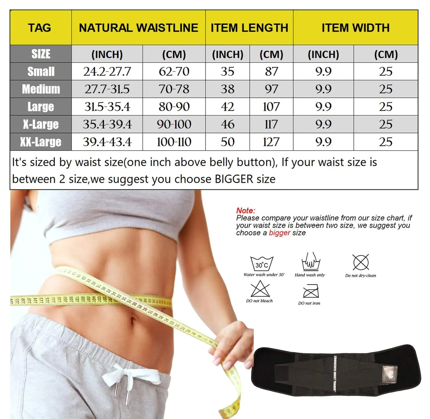 Waist Trainer Belt for Women Man - Waist Trimmer Ab Belt - Tummy Control Body Shaper Upgrade Black Small