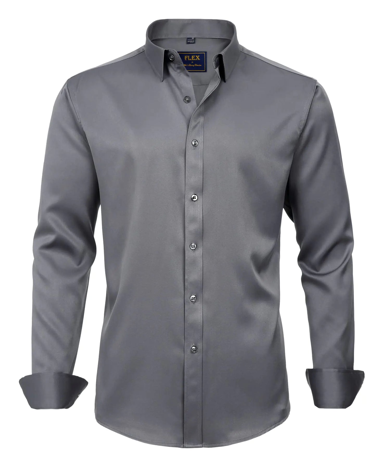 J.VER Men's Dress Shirts Solid Long Sleeve Stretch Wrinkle-Free Formal Shirt Business Casual Button Down Shirts Vintage Green Medium