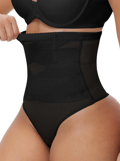 Shapewear Tummy Control Thong For Women High Waisted Underwear Seamless Girdle Body Shaper Panties Black Small