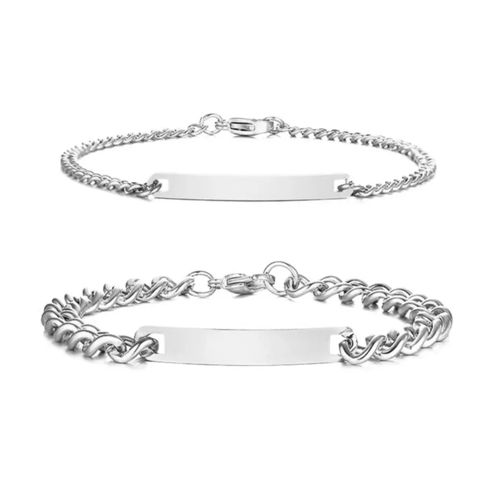 Stainless Steel Couple Cuban Bracelet