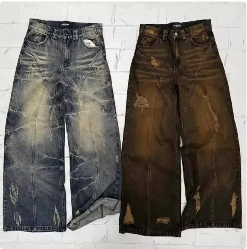 American High Street Straight-Leg Yellow Dyed Jeans