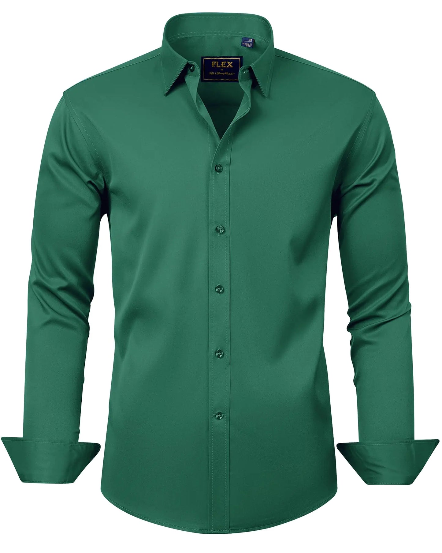 J.VER Men's Dress Shirts Solid Long Sleeve Stretch Wrinkle-Free Formal Shirt Business Casual Button Down Shirts Vintage Green Medium
