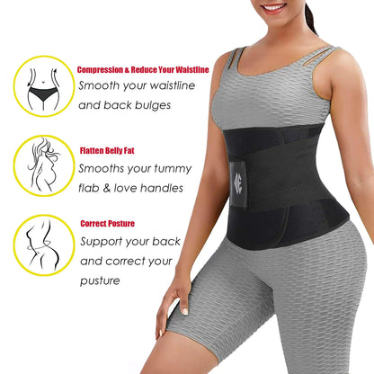 Waist Trainer Belt for Women Man - Waist Trimmer Ab Belt - Tummy Control Body Shaper Upgrade Black Small