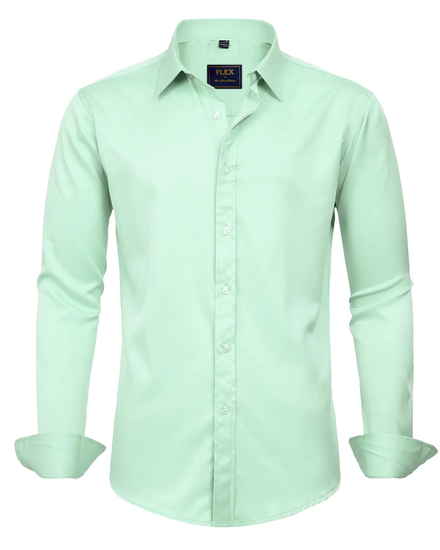 J.VER Men's Dress Shirts Solid Long Sleeve Stretch Wrinkle-Free Formal Shirt Business Casual Button Down Shirts Vintage Green Medium