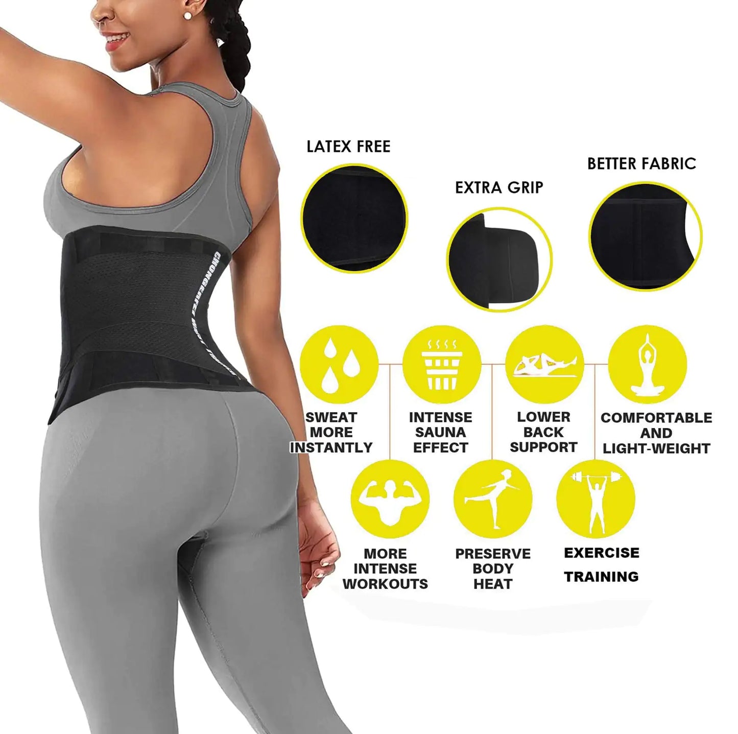 Waist Trainer Belt for Women Man - Waist Trimmer Ab Belt - Tummy Control Body Shaper Upgrade Black Small