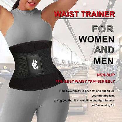 Waist Trainer Belt for Women Man - Waist Trimmer Ab Belt - Tummy Control Body Shaper Upgrade Black Small