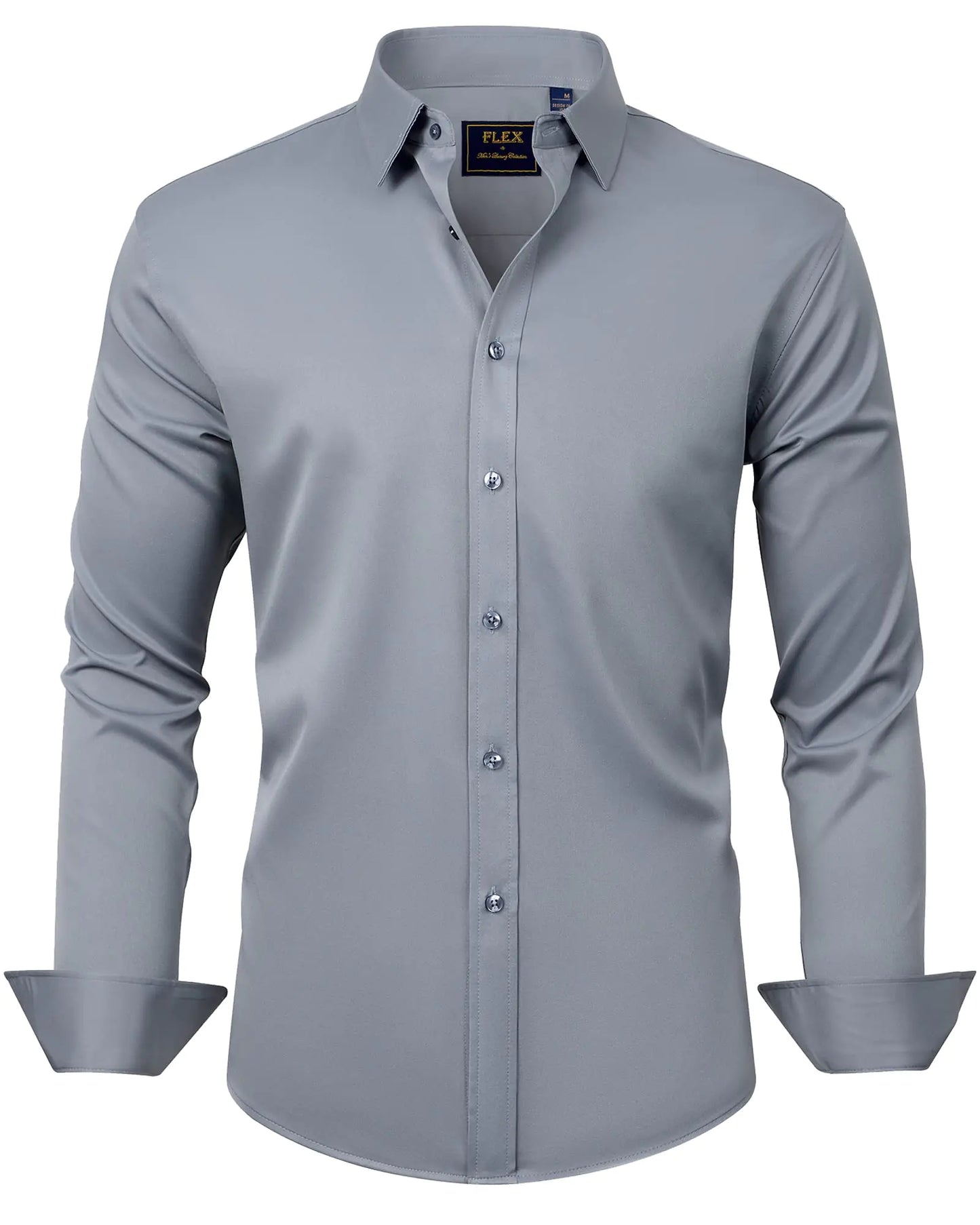 J.VER Men's Dress Shirts Solid Long Sleeve Stretch Wrinkle-Free Formal Shirt Business Casual Button Down Shirts Vintage Green Medium