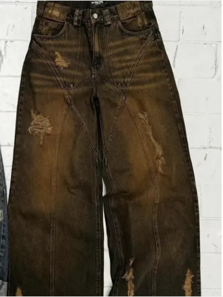American High Street Straight-Leg Yellow Dyed Jeans