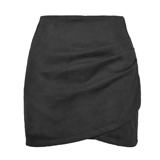 2023 Women's Suede Bodycon Skirt with Asymmetrical Zipper