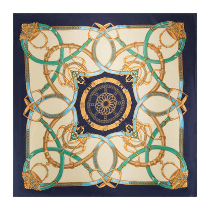 RIIQIICHY Head Scarf for Women Like Silk Scarf Hair Scarf Printed Square Scarf Bandanas for Women 35 Inches Navy/Yellow/Gold/Green/Blue