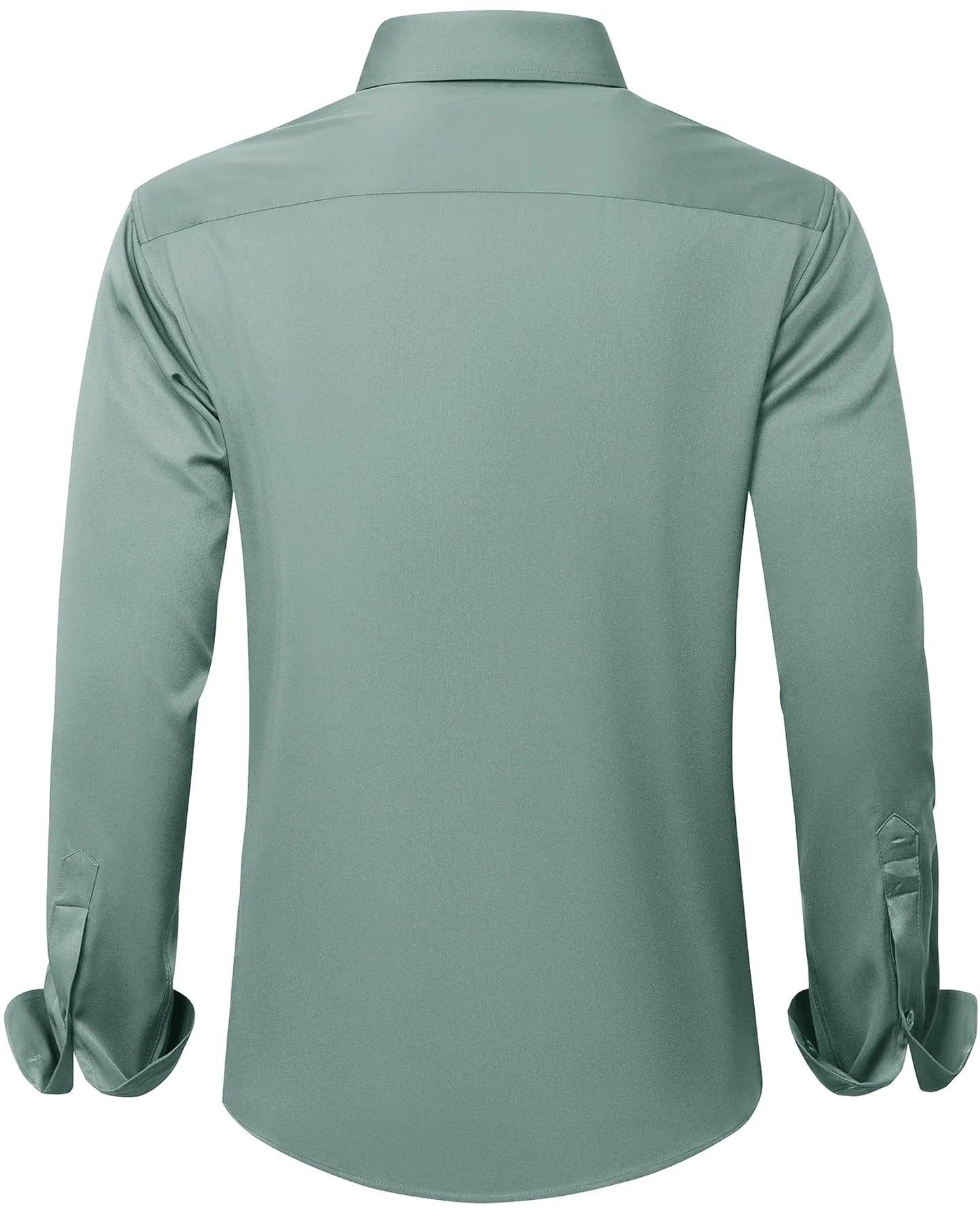 J.VER Men's Dress Shirts Solid Long Sleeve Stretch Wrinkle-Free Formal Shirt Business Casual Button Down Shirts Vintage Green Medium