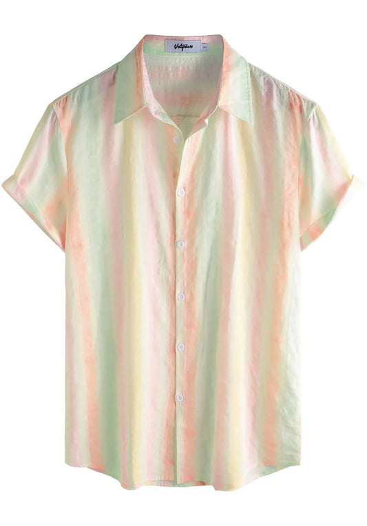 VATPAVE Mens Casual Hawaiian Floral Shirts Short Sleeve Button Down Tropical Shirts Beach Summer Shirts Beigepink Small