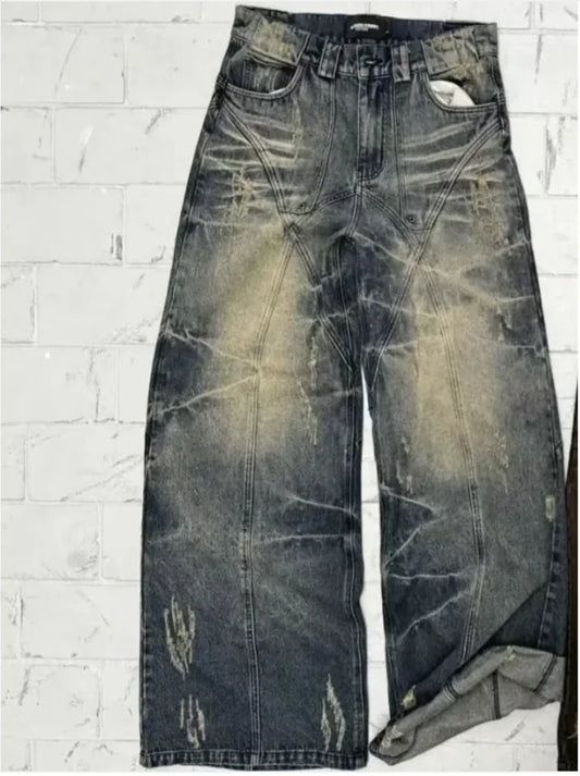 American High Street Straight-Leg Yellow Dyed Jeans